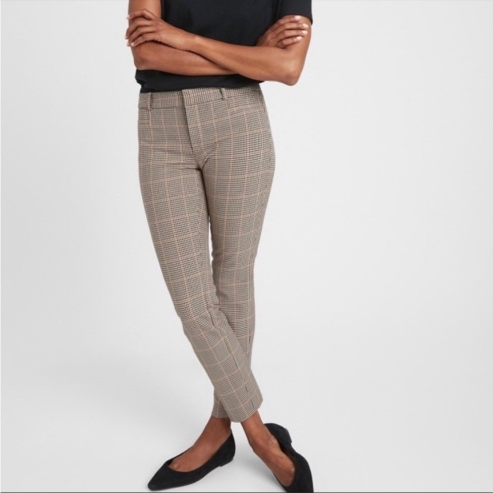 *NWT* Banana Republic Curvy Sloan Pants, Brown Plaid, Sz 4
